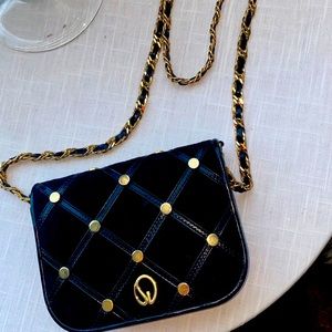 St John Vintage velvet black and gold purse